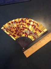 Vintage JAL Japan Air Lines Folding Hand Fan, Small 6-1/2  