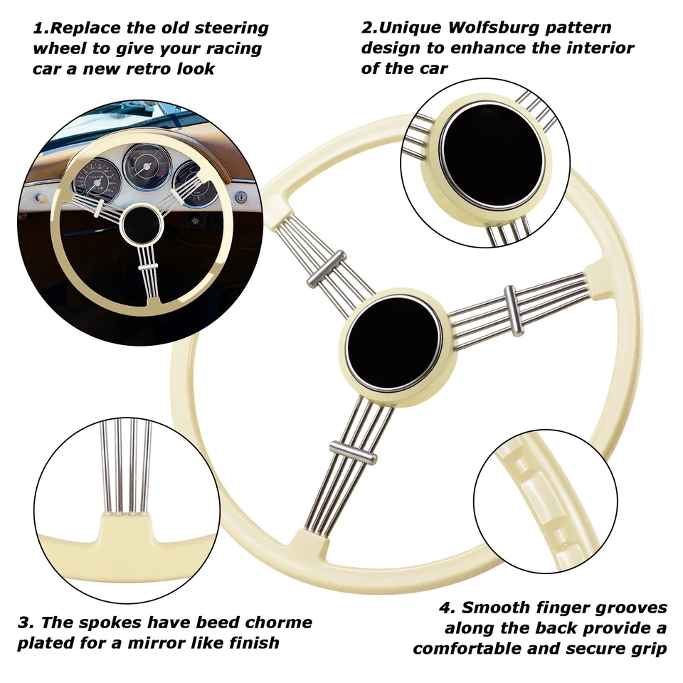 Volante LOSCHEN estilo banjo marfil para Porsche 356 Pre-A A B C 1950-1965 Foto 2 de 4