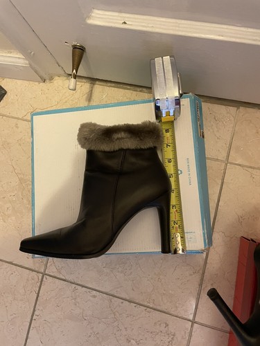 Faux Fur-lined Black Leather Stiletto 