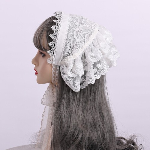Victorian Lolita Girls Head Scarf Triangle Embroidered Veil Headdress
