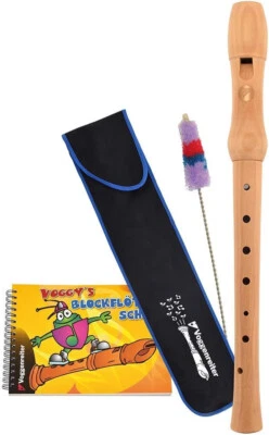 VOGGENREITER Voggy's Blockflöten-Set (dt. GW): Ahornflöte, Tasche, Wischer + Buch im Karton
