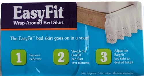 EASY FIT Eyelet Elastic Wrap Around Bed Skirt Easy On/Off Dust Ruffle Queen/King - Picture 4 of 5