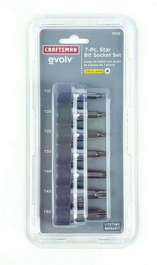 Craftsman Evolv Torx Star Bit Socket Set 3/8 - T15, T20, T25, T30, T40, T45, T50