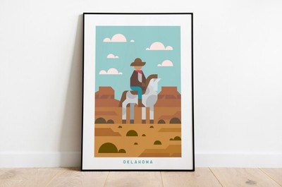 Minimalist Oklahoma Travel Poster Print| Art