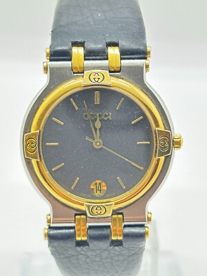 Exc+5 ] Gucci 9000M Vintage Watch Black Dial Used Working From