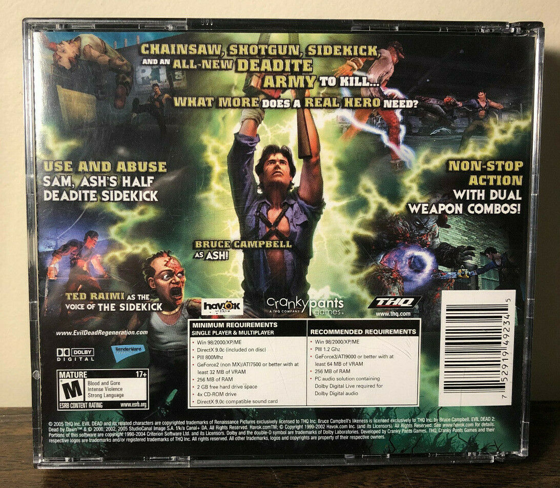 Evil Dead Regeneration PS2 Replacement Game Box Case + Cover Art Work Only