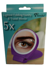 Floxite 5x Magnifying 360 Degree Lighted Home  Travel Mirror, Purple