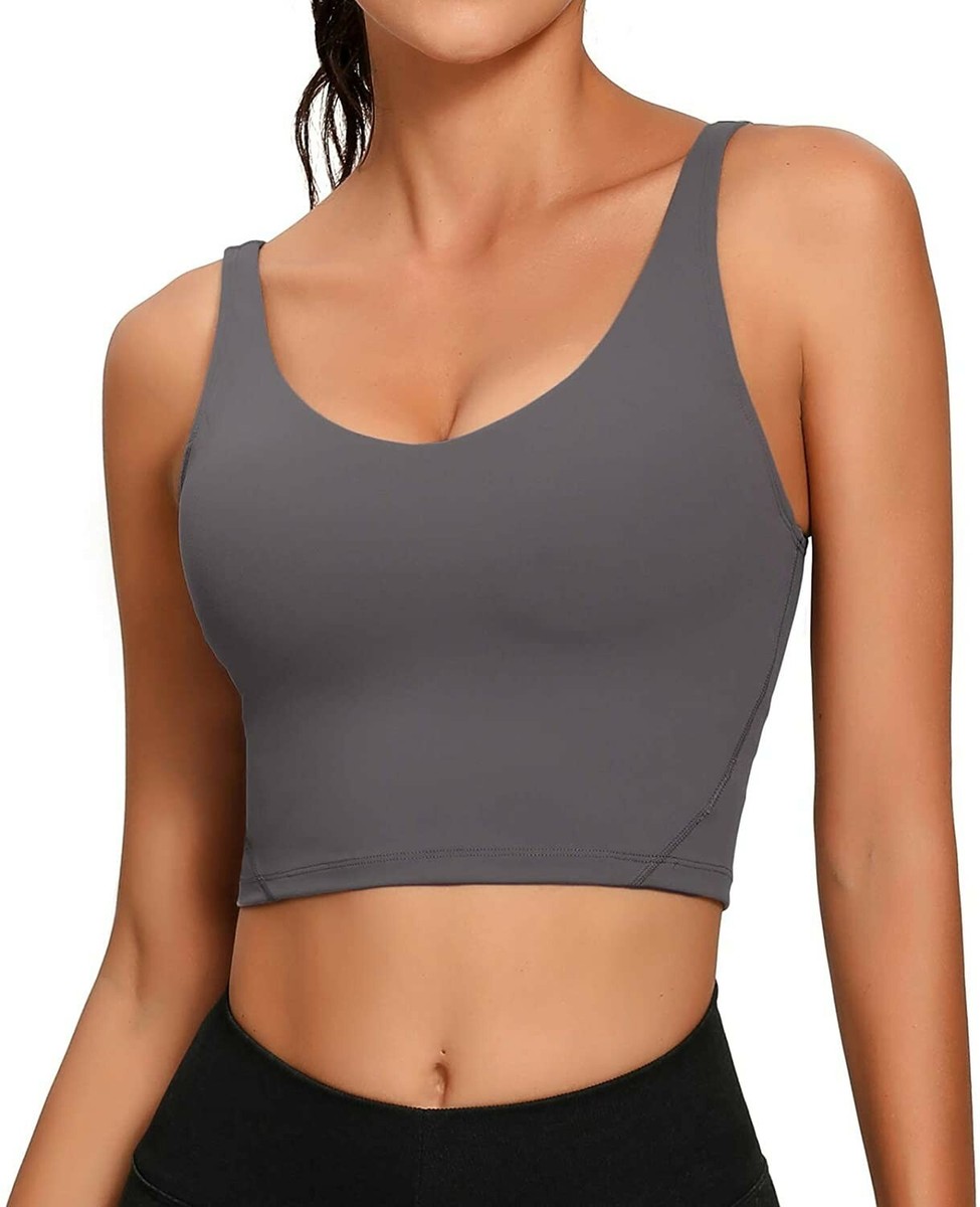 Lemedy Women Lavender Grey Sports Bra Longline Crop Tank Top NWT! 4 Small S  | eBay