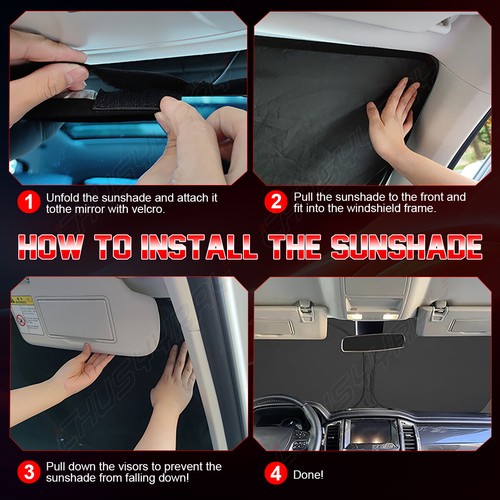 Foldable Car Front Rear Window Windshield Sun Shade Shield Cover Visor UV Block - Picture 10 of 14