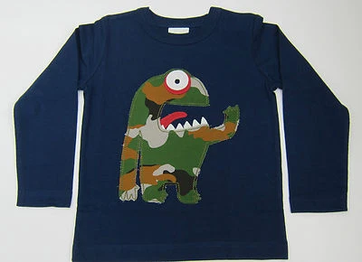MINI BODEN LONG SLEEVE COTTON t SHIRT TOPS NAVY MONSTER BNWT