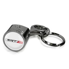 Dodge SRT-8 Logo in White on Black Engine Piston Metal Key Chain