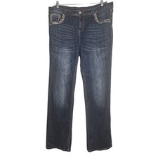 Grace in LA Womens Jeans Size 19 Embroidered Studded Denim Cowgirl Rodeo Western