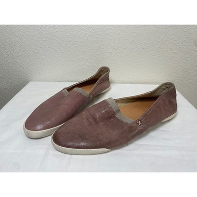 Frye Melanie Slip On Loafers Womens 9.5 Grey Mauve Leather Flats Good Condition