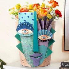 Abstract Planter Pots, Unique Head Planter with Drainage Hole for Indoor Plan...