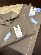 2 piece set women Sz Large Half Zip Pullover And Wide Leg Pant Sandwash NWTs