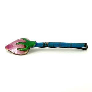 Enamel, Sterling Silver Vintage Chinese Lotus Bud Barrette Bobby Pin Hair Clip