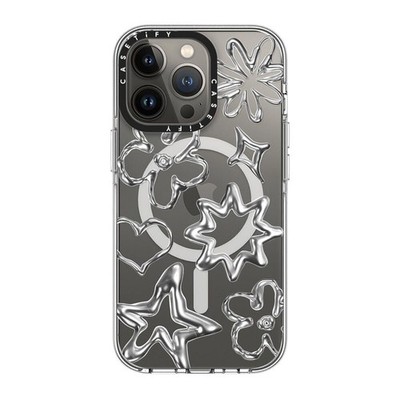 CASETiFY iPhone 13 Pro Hülle MagSafe Light Slim Stoßfest Chrom Kritzeleien Klar