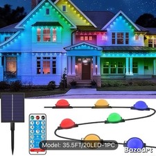 35,5 FT Solar Permanent Outdoor 20 świateł LED, Wodoodporne inteligentne światła LED Okap