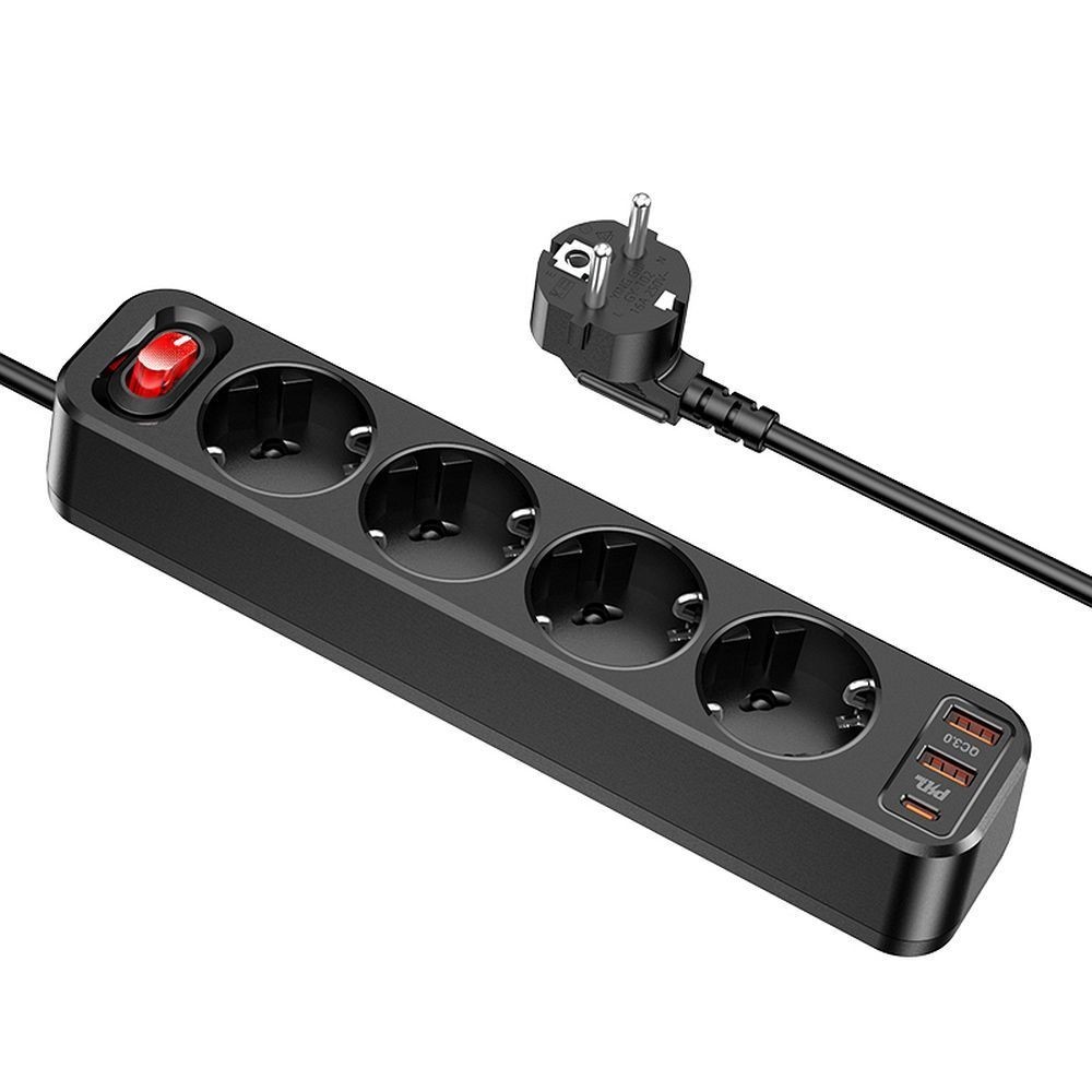 HOCO Multipresa 4 Schuko + 3 USB PD 20W - Ciabatta Elettrica Professionale