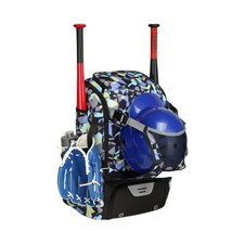 Baseball Backpack, Lightweight Softball Bag with Shoe Large, Black