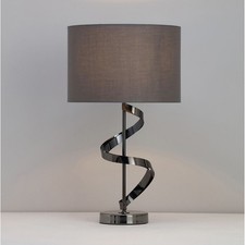Table Lamp Bedside Light Aitne Spiral Polished Black Chrome Effect Modern