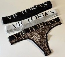 NWT Victoria's Secret Logo Size M Thong Panty Lot of 3 Panties Thongs Medium