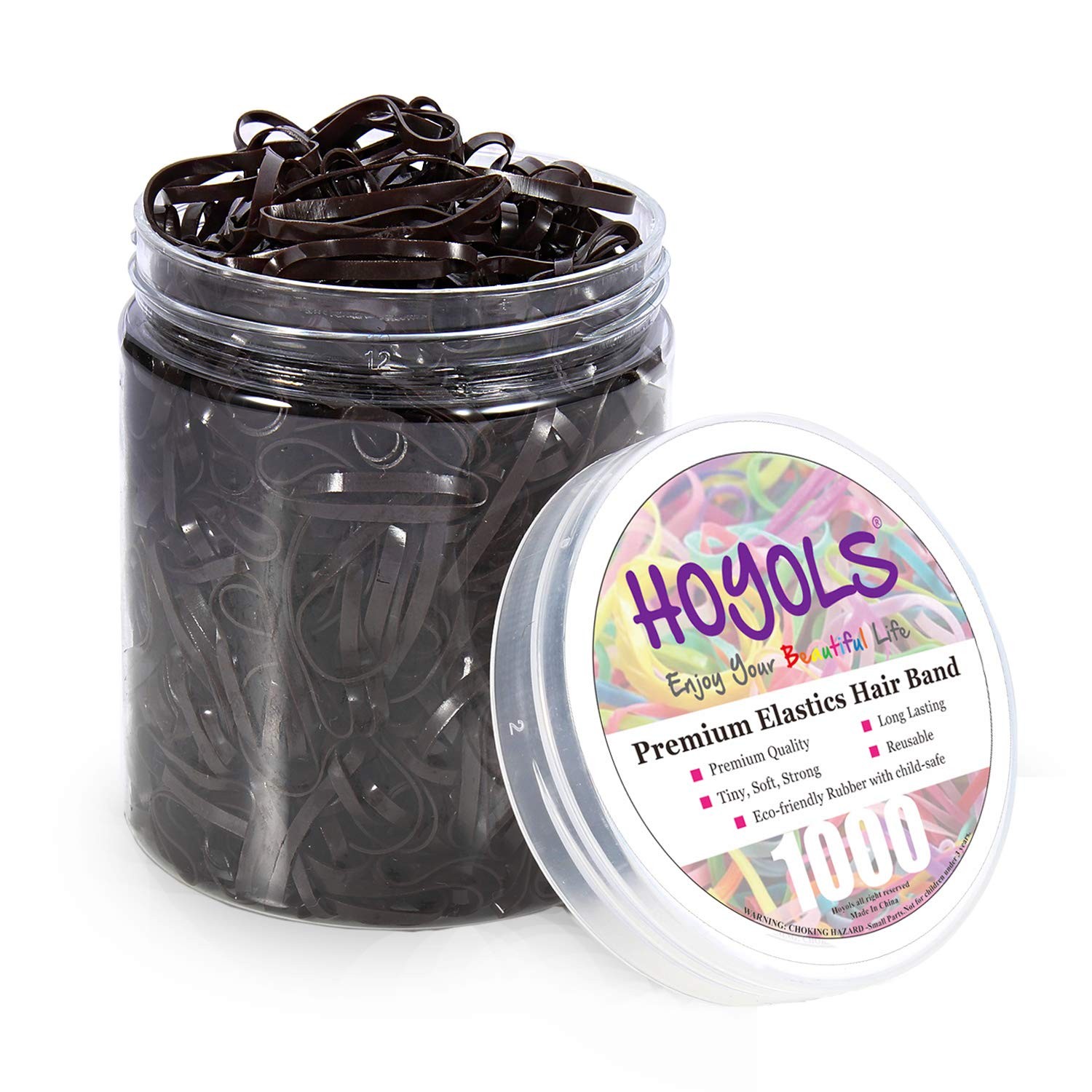 Small Hair Elastics Brown Premium Plastic Girls Hair Ties Strong Flexible Rubber