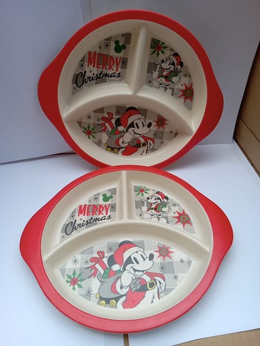 Retro Disney Kids Mickey Mouse Merry Christmas Plates– Holiday Dinnerware