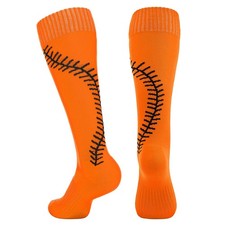 Orange Softball Socks with Stitches - for Women or Youth Girls Large, 