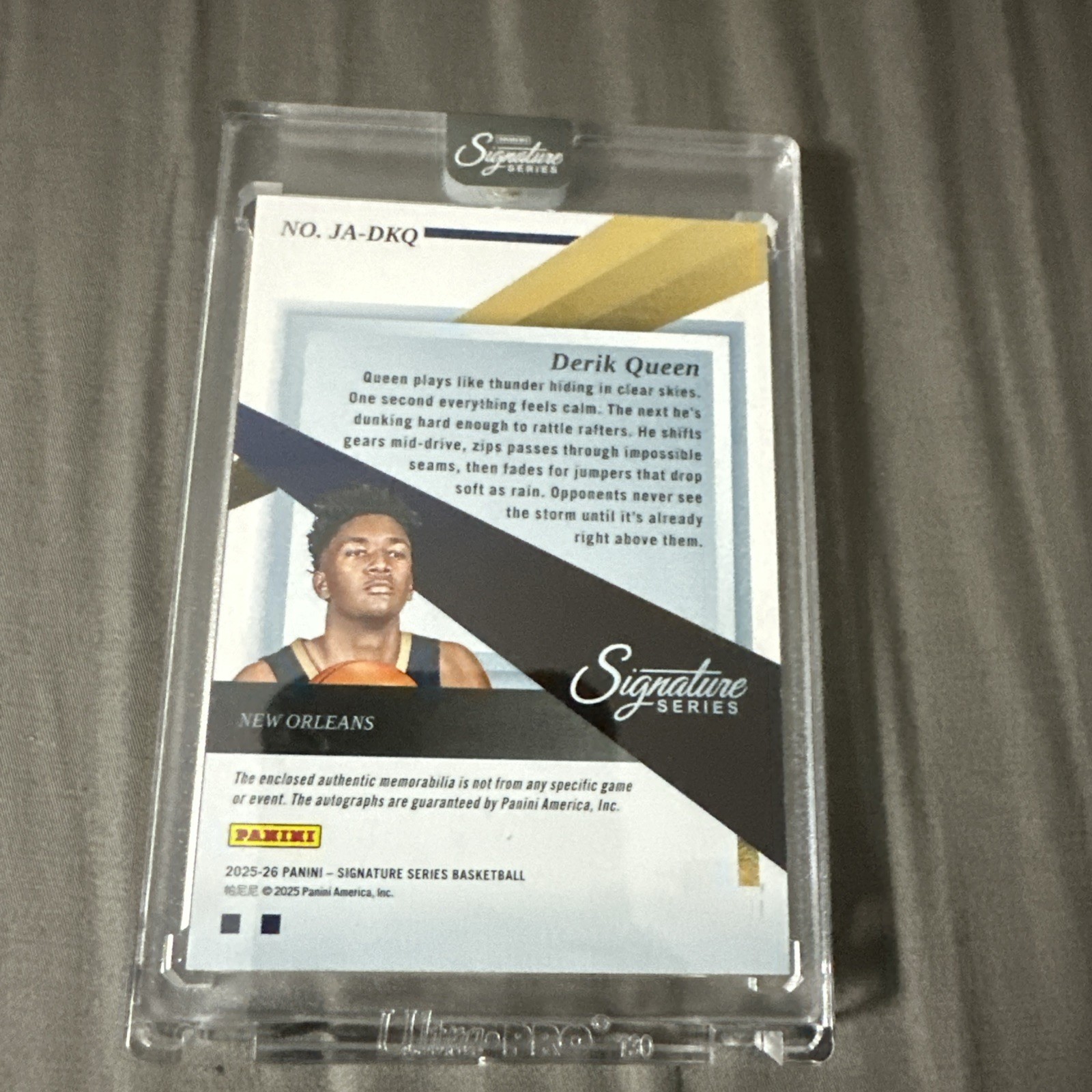 Derik Queen Rookie Patch Auto /49 RPA RC 2025-26 Signature Series #JA-DKQ view 3
