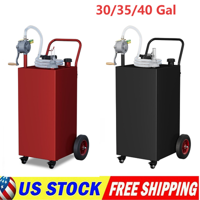 #ad 30 35 40 Gallon Gas Caddy w Pump amp; Wheels Fuel Gasoline Diesel Transfer Tank $169.29