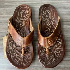 OluKai Mekila Men s High-Character Leather Sandals Flip Flops Size 11 140