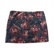 Abercrombie Fitch Floral Sequin Mini Skirt Size 4 Blue Pink Party