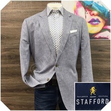 STAFFORD Mens Linen Cotton Blazer Sport Coat Casual Jacket Size 48L Classic Suit