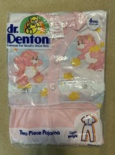 Vintage Dr. Denton 6mo Pink Bear Print 2-Piece Pajamas NIP Sealed 1980s Made USA