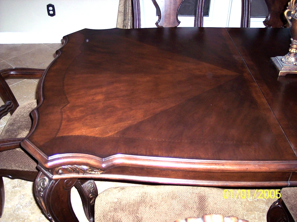 NUEVO Juego de Mesa y Silla de Comedor Formal Extensible 74"-108" Tradicional Marrón Cereza Foto 4 de 4