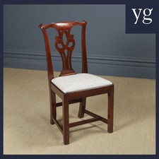 Antica sedia da ufficio inglese georgiana stile Chippendale singola una in mogano