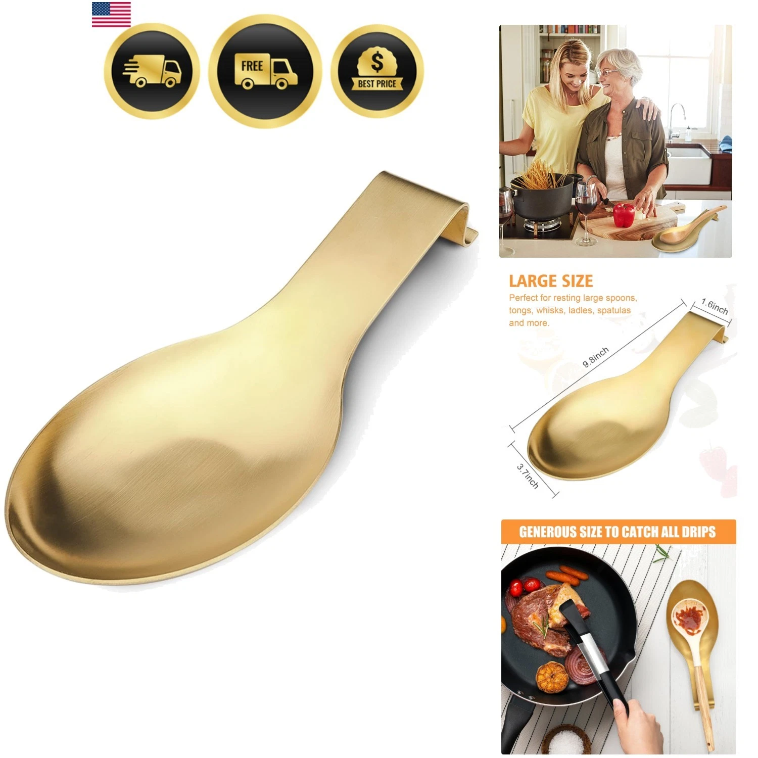 Stainless Steel Spoon Rest, Spatula Ladle Holder, Stainless Steel Utensil Spo...