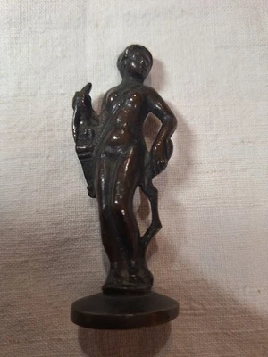 Bronze 19ème sceau cachet vierge , femme, h 8,5 cm - Photo 1/4