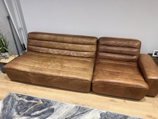 Timothy Oulton Shabby sectional 3 seater leather sofa in Safari  RRP £5895