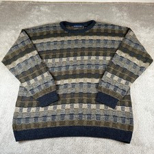 Northern Isles Sweater Mens Large Multi Color Textured Knit Crewneck Made in USA
