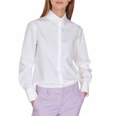 Walter Voulaz Button Down Shirt Size 46 White Cotton Blend Career Minimalist L