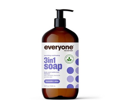 Everyone 3-in-1 Soap, Body Wash, Bubble Bath, Shampoo, 32 Ounce (Pack of 1), Lav