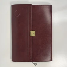 Hazel Leather Portfolio Briefcase Document Organizer Vintage Burgundy Soft Case