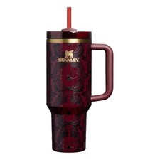 STANLEY 40oz Burgundy Spider Lace Tumbler with Handle Straw New JP