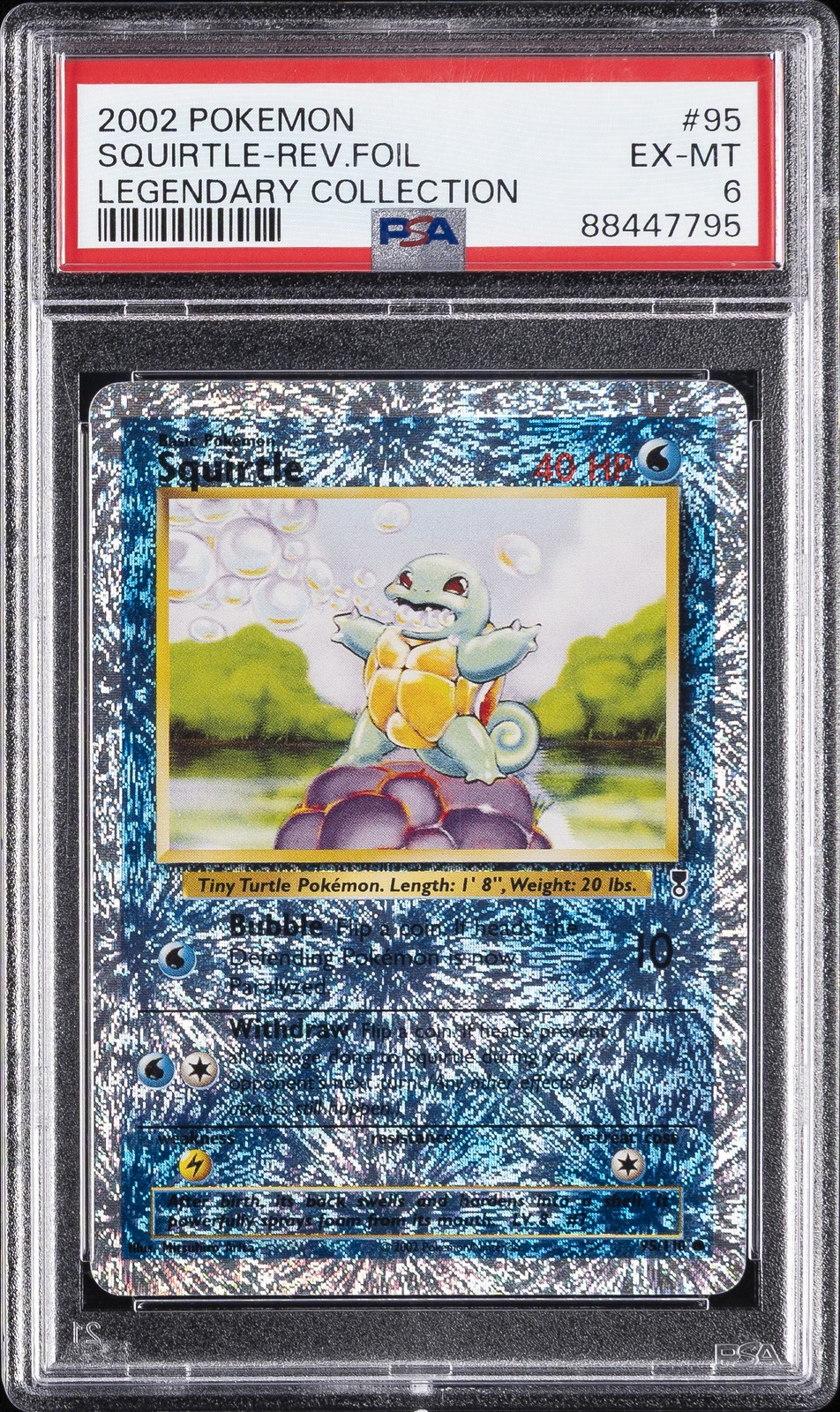 2002 POKEMON LEGENDARY COLLECTION #95 SQUIRTLE-REVERSE FOIL PSA 6