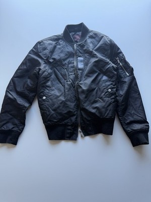 Zara Mens Basic Navy Blue Windbreaker Bomber Jacket Zipper Pocket Large