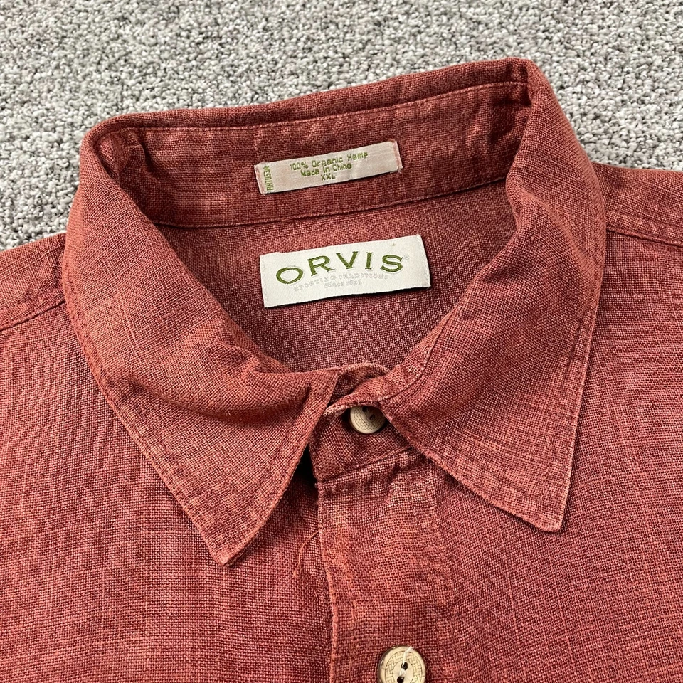 Camisa Orvis Hombres XXL Roja Abotonada Cáñamo Orgánico Manga Corta Senderismo Aire Libre Campamento Foto 4 de 4