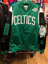 BOSTON CELTICS  NBA  TEAM ORIGIN SATIN JACKET  MITCHEL & NESS MENS GREEN