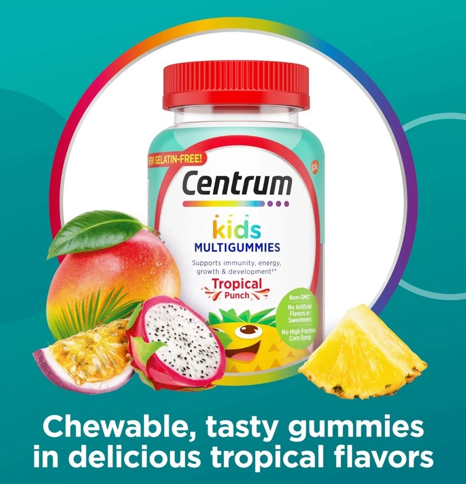 Centrum Kids Multivitamin Gummies Tropical Punch Flavor 150CT  EXP 02/26 Sealed - Image 4 of 4